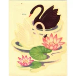 Vintage Meyercord Black & White Swan Water Lily Decal 825-A Mcm Decor. Fixed Price $8.97.