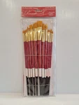 Pennelli Medium Gold Taklon Artist's Paint Brushes 12-PIECE Assortment New. Fixed Price $9.95.