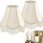 Go&so Set Of 2 Yellowish Beige Silk Lamp Shades Victorian Scalloped Fringe Tri. Fixed Price $87.04.