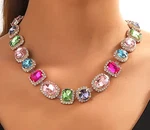 Various Gem Shape Colorful Hues Round Oval Square Jewels Betsey Johnson Necklace. Fixed Price $22.99.
