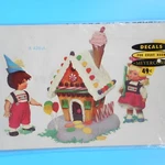 Vtg 60S Meyercord Gingerbread House Decals Girl Boy Candy Ice Cream Cone Xmas. Fixed Price $70.00.