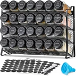 Cabinet Spice Rack With 28 Empty Jars, Labels, Funnel Kitchen Pantry Storage. Fixed Price $35.99.