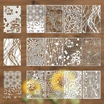 12PCS Large Art Stencils For Crafts Reusable, Net Wood Grain Flower Painting. Fixed Price $11.28.
