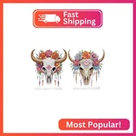 Antor 2 Piece Cow Skull Diamond Painting Desktop Kit, 5D Crystal Rhinestone. Fixed Price $14.20.