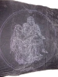 Black Velvet Paint Pieta Jesus & Mary Picture Liquid Embroidery Tri Chem 43". Fixed Price $11.92.