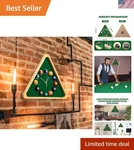 Artistic Pool Table Wall Clock - 14 Inch Solid Wood Frame, Silent Operation. Fixed Price $67.81.