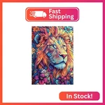 Lxmsja Colorful Lion Diamond Art Kits For Adults, Flower Diy Drill. Fixed Price $14.20.