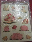 Vintage Meyercord Mushrooms Pigs Birds Mice Rabbits Water Decals - 1970'S. Fixed Price $10.00.