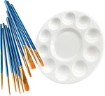 Paint Brushes Palette Set, 10PCS Nylon Hair And 1PCS Plastic. Fixed Price $9.89.