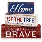 4 Pcs Patriotic Table Decorations Independence Day Wooden Decorative Signage .... Fixed Price $10.11.