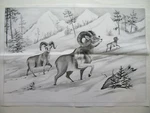 Extra Large 24X36 Big Horns Snow Liquid Embroidery Picture To Paint Trichem 8182. Fixed Price $23.95.