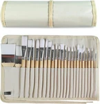 Paint Brushes Set Of 24 Pieces Wooden Handles With Canvas Case, Pr. Fixed Price $22.09.