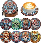 8 Pcs Diamond Art Coasters Kits For 4X4IN, Skull. Fixed Price $18.99.
