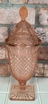 Anchor Hocking Pink Depression Glass Miss American Footed Candy Jar & Lid 11 1/2. Fixed Price $75.00.