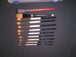 New Corot Artist Filbert Brushes Set Of 9 & Creative Mark Beste In Plastic Case. Fixed Price $35.00.