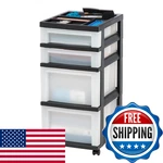 Iris Usa Plastic Storage Organizer Rolling Cart Wheels Casters 4-DRAWERS. Fixed Price $59.76.