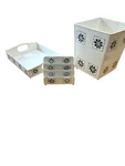 3 Pc Office Set Tray Organizer Wastebasket Metal Cream Cottage Core Vtg Ehi. Fixed Price $36.99.