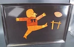 Ehi For Charity: Vtg 60'S Couroc Tray With Inlaid Brass And Wood Football Theme. Fixed Price $23.00.