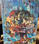 Sunset Smile, Abstract Modern Woman Art Original Oil Canvas Painting Signed. Fixed Price $620.00.