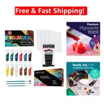 Artistic Acrylic Paint Set - 12 Bright Colors, Brushes & Canvas For Creative Fun. Fixed Price $21.82.